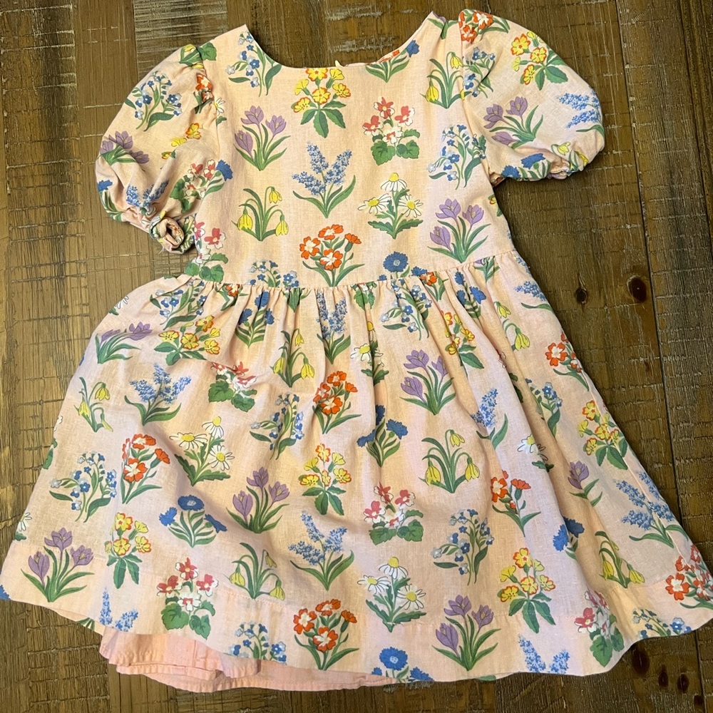Mini Boden Pink Floral Puff-Sleeve Dress